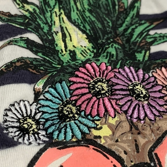 Jessica Simpson girl’s striped Pineapple floral embroidery 2 piece Outfit set - Picture 4 of 12